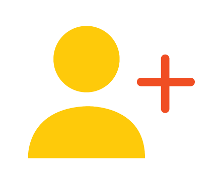 Yellow person with orange plus