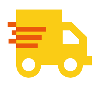 Yellow van with orange stripes