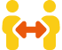An icon of two yellow people with an orange icon pointing in between them