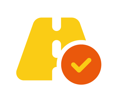 Yellow road with orange tick