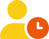 An icon of a yellow person with an orange clock in front of them