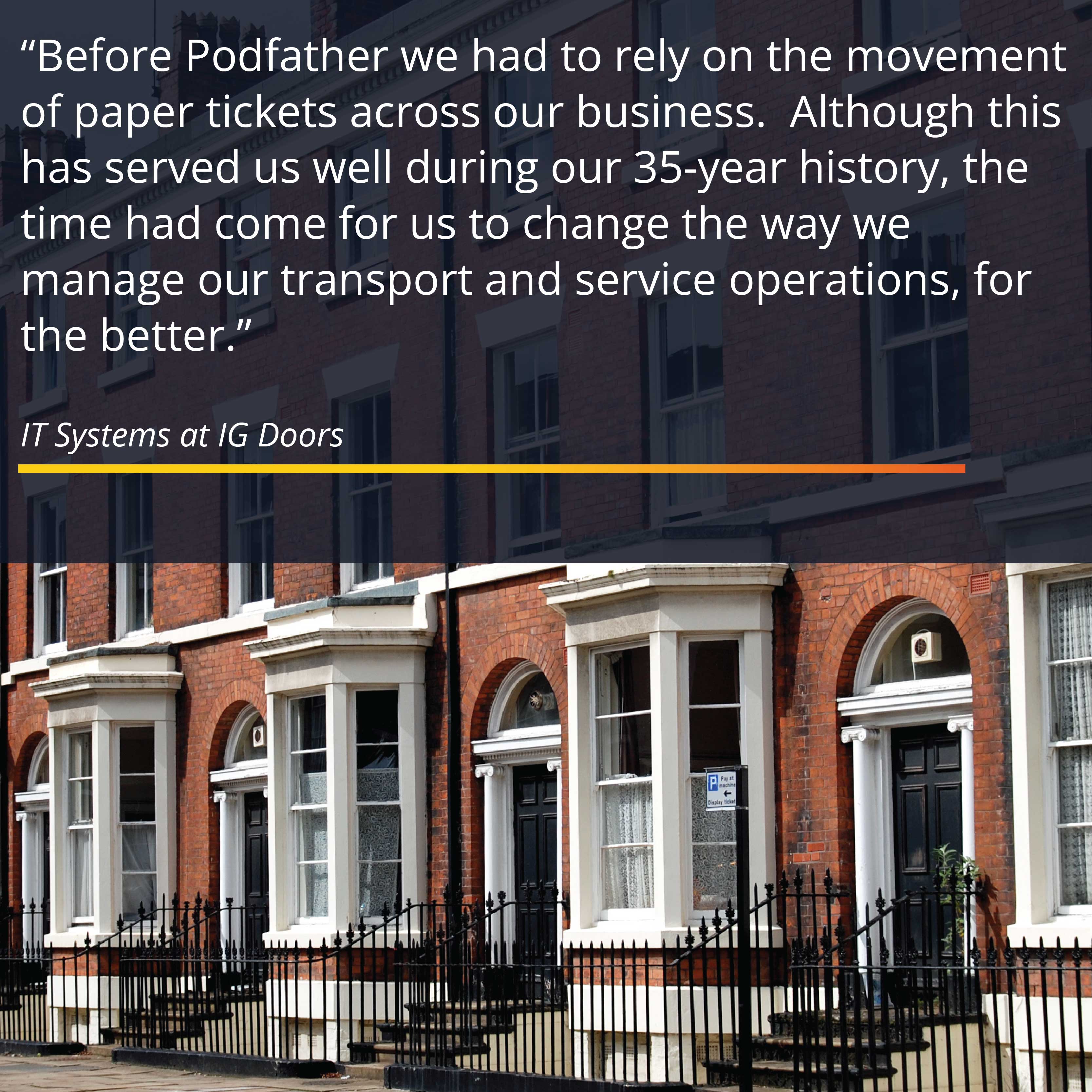 Picture of front doors and quote