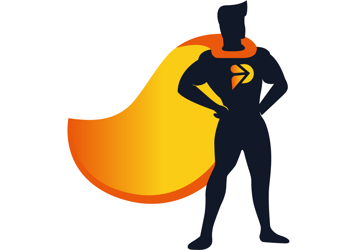 silhouette of a man wearing an orange and yellow cape