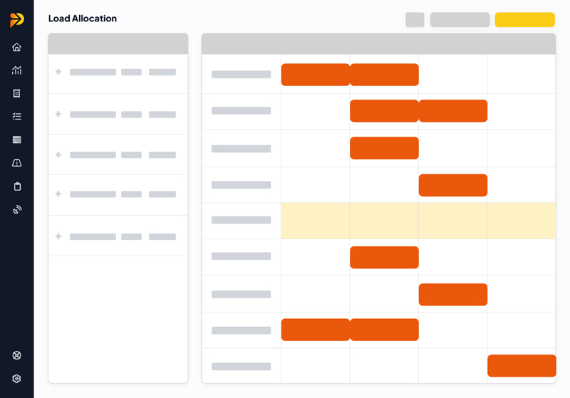 White screen showing an orange and yellow gantt chart