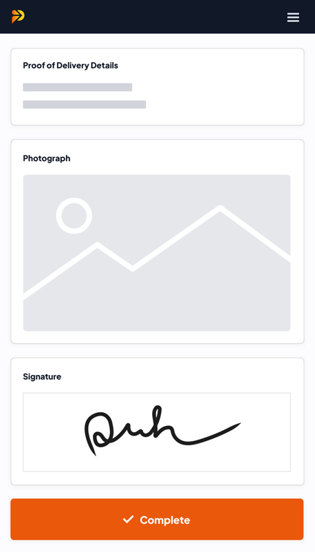 A white rectangle with a black line at the top, an orange line at the bottom, a black squiggly lined and grey boxes
