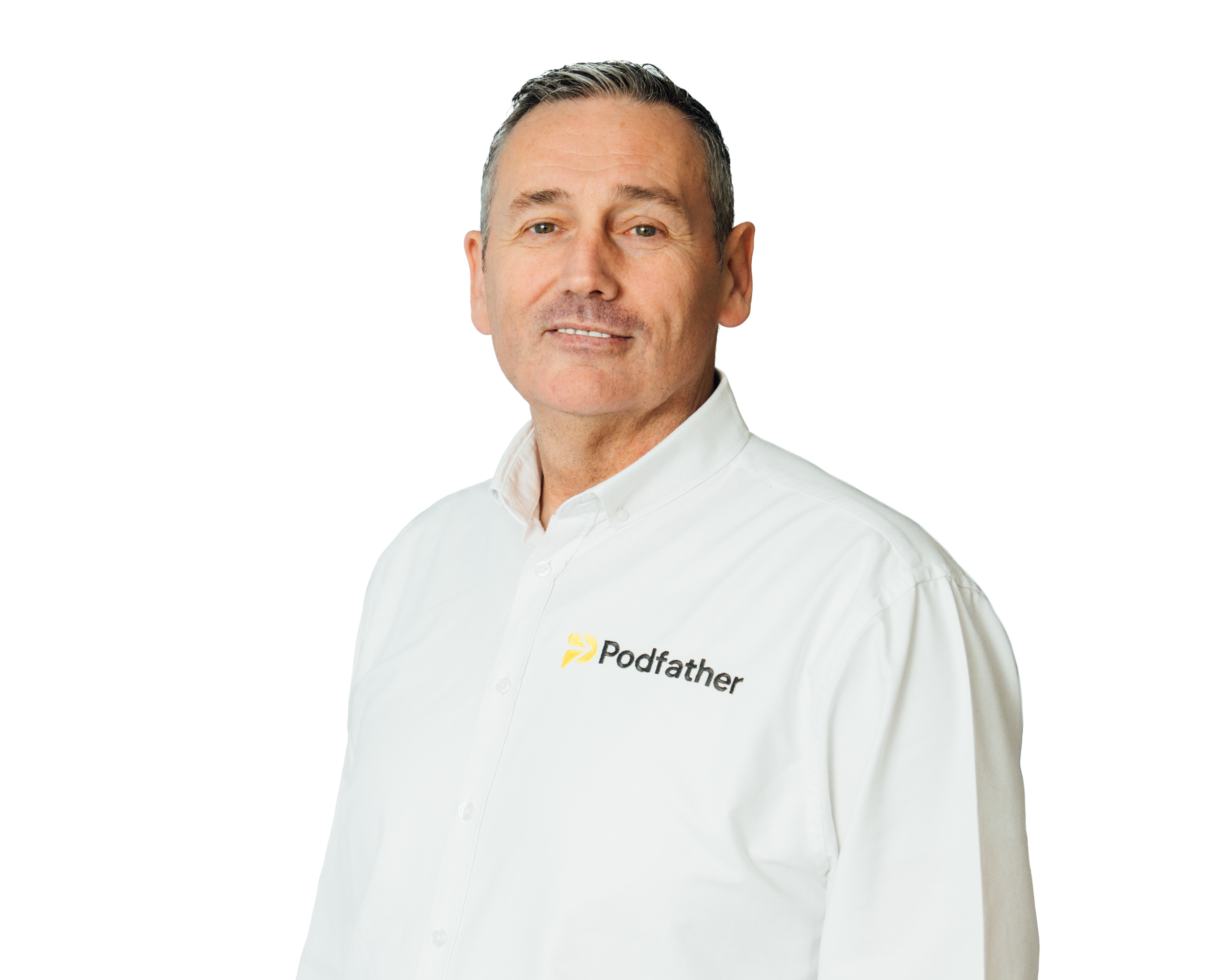 Man in a white shirt on a white background